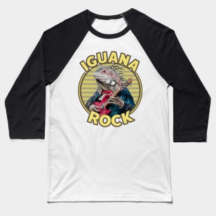 Lizard Rockstar - Iguana Rock Baseball T-Shirt